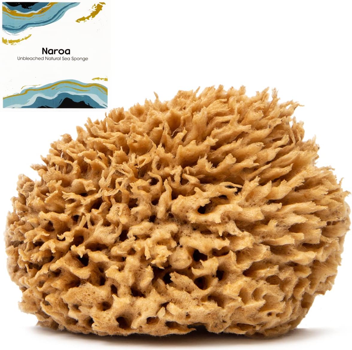 Naroa Soft Natural Sea Sponge | Gentle Loofah for Bathing Smooth Skin | Unbleached Shower Body Scrubber Puff | Bath & Spa (Medium)