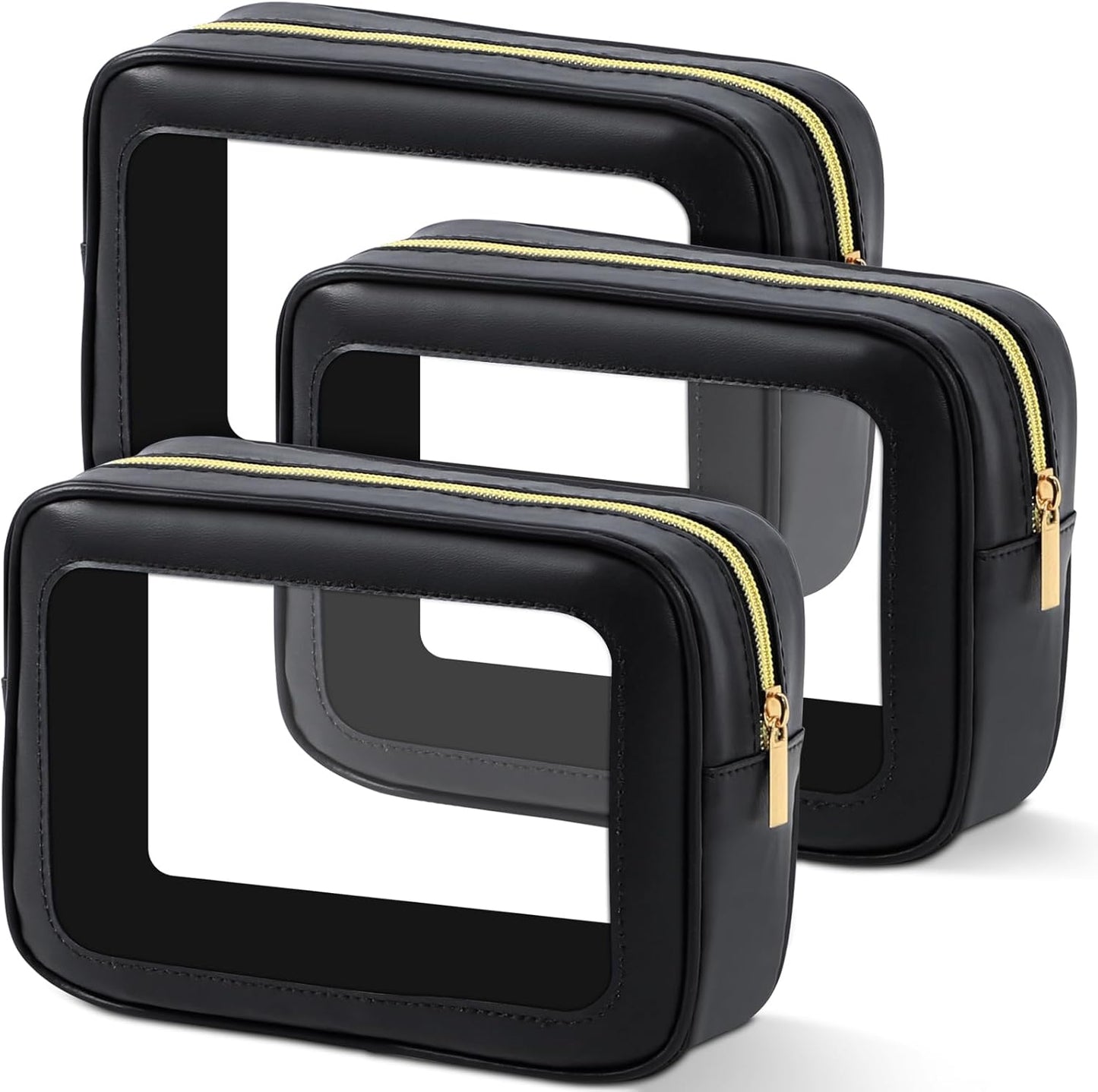 3PCS Diaper Bag Organizer Pouch Set, TSA Approved Toiletry Bag，Clear Waterproof TPU Makeup Bag Set Travel Organizer Bags for Women and Kids