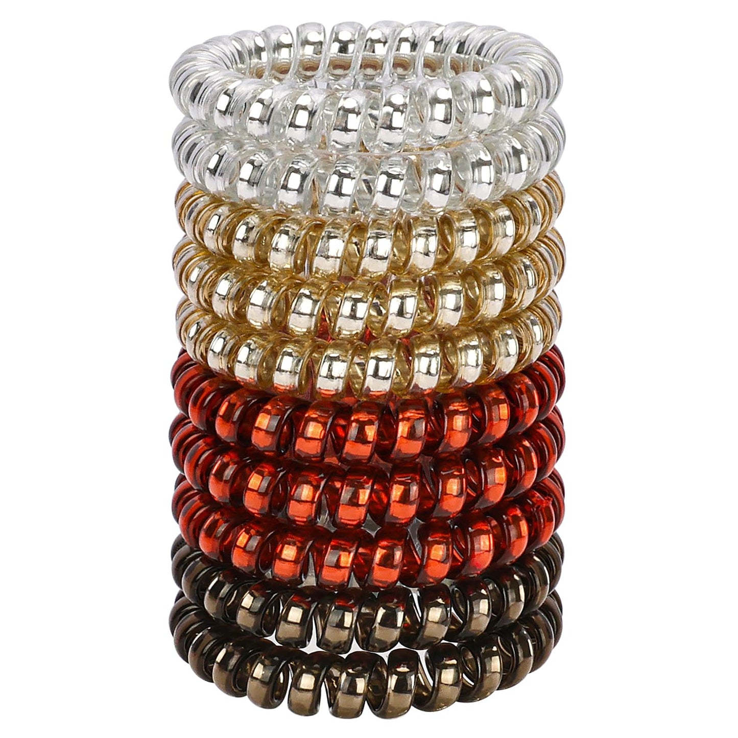 JessLab Spiral Hair Ties for Women, 10-Pack Traceless No-Damage Ponytail Holders, Coils Hair Bands for Girls, Assorted Colors