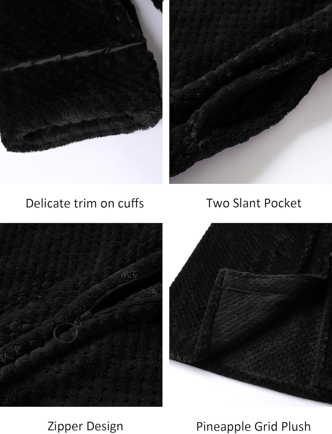 Artfasion Womens Fleece Robe Plush Long Zip Front Bathrobe with Pockets Warm Soft Zippered Bathrobes for Women