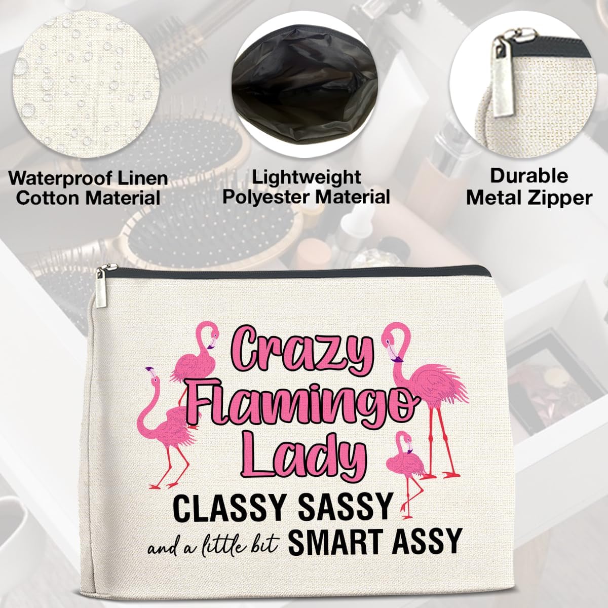 Flamingo Makeup Bag Gifts for Women Flamingo Lover Funny Cosmetic Bag Zipper Pouch