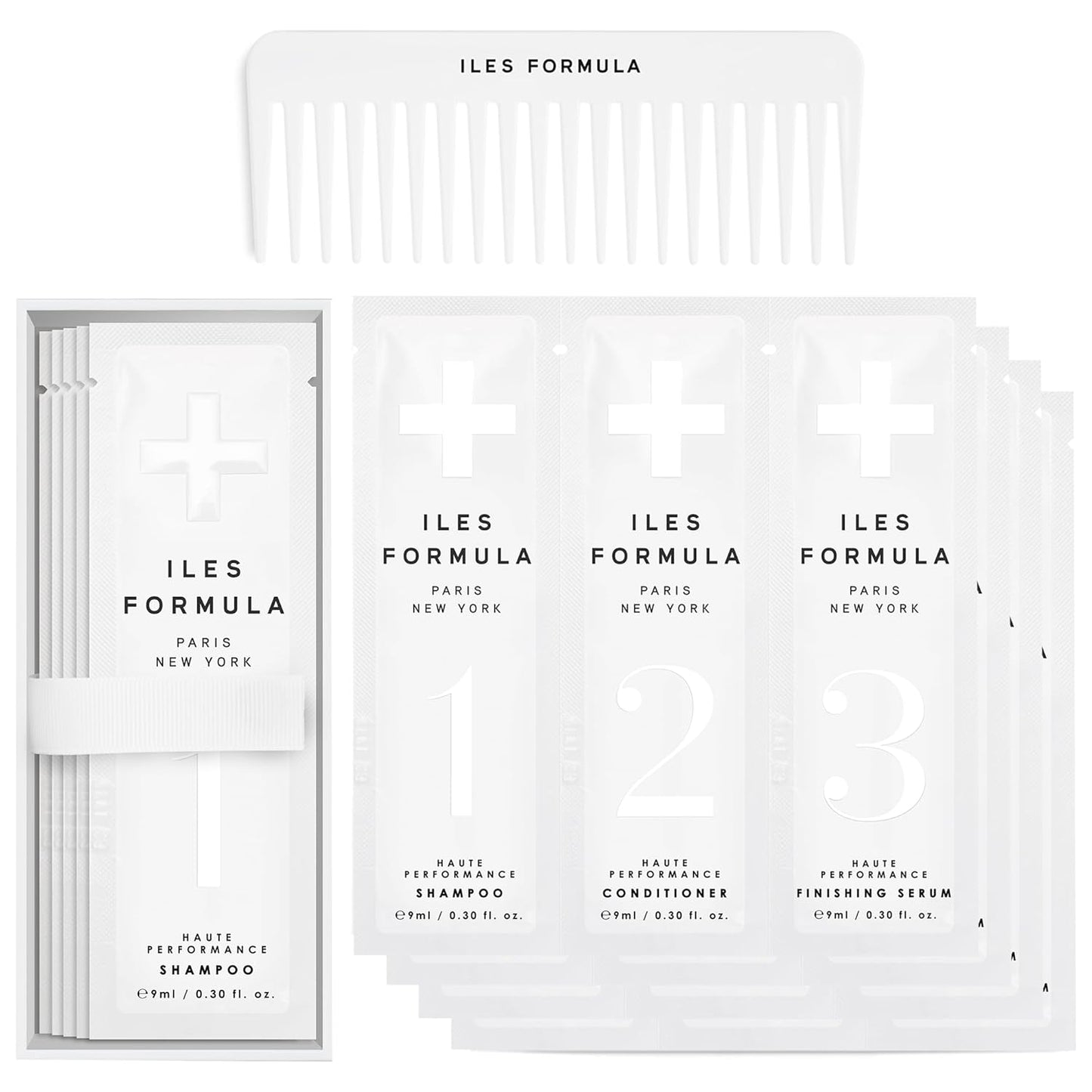 ILES FORMULA Signature Collection Discovery Set – Hydrating Trial Size Shampoo & Conditioner w/Sample Finishing Serum Blow Dry Cream for Dry, Damaged, Frizzy Hair - Salon Grade Hair Care Sampler