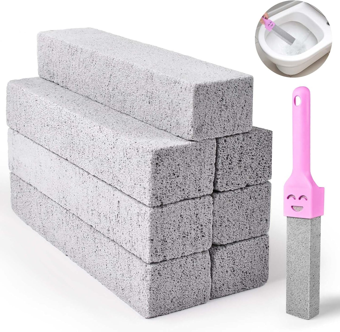 CONLI 8 Pack Pumice Stone Toilet Bowl Cleaner, Toilet Pumice Stone with Handle Remove Toilet Bowl Hard Water Rings Suitable for Cleaning Toilet Bathroom Kitchen Sink Grill