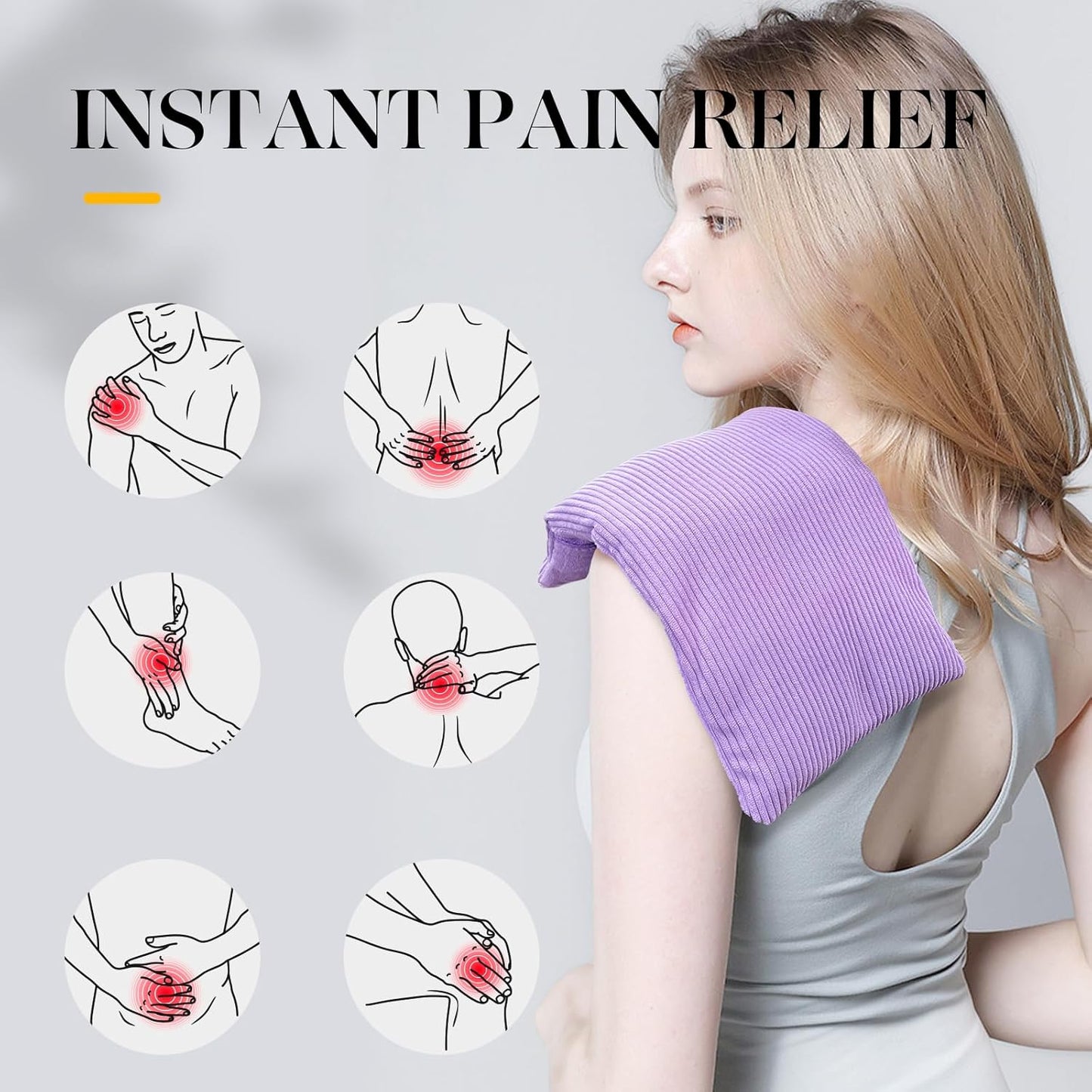 Microwavable Heating Pad with Washable Cover 13x7 Inch Flaxseed Microwave Hot Pack, Lavender Scent, Moist Warm Compress for Relaxation, Non-Electric & Portable