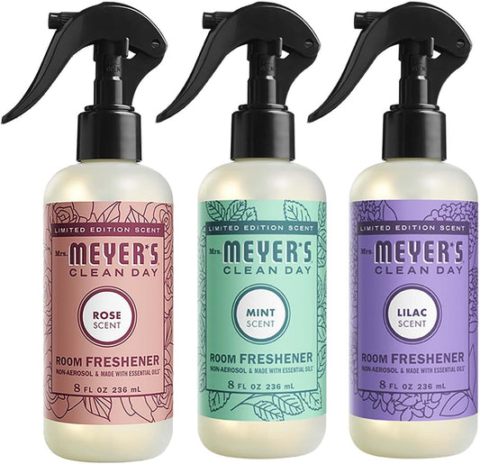 MRS. MEYER'S CLEAN DAY Room Freshener Variety Scents 3 CT (Rose + Lilac + Mint) 8 fl oz.