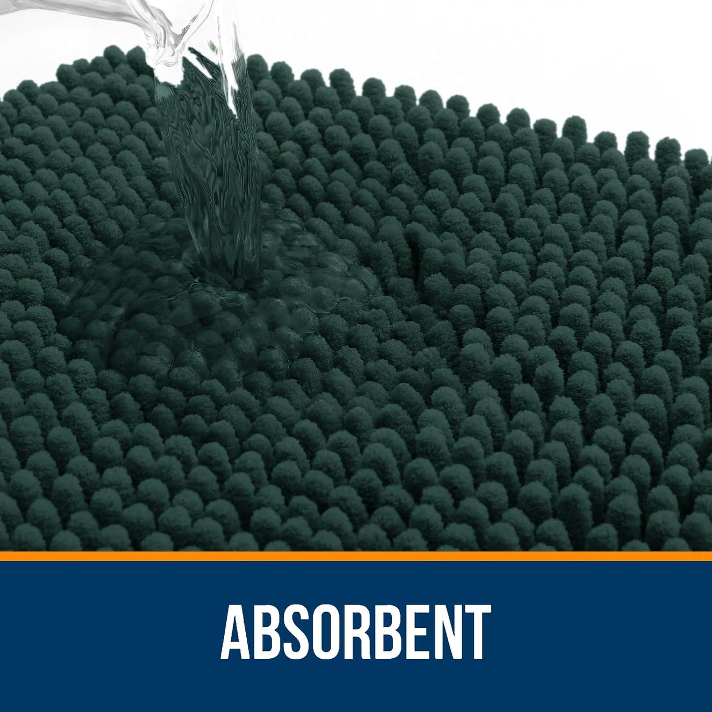 OLANLY Bathroom Rugs 40x32, Extra Soft Absorbent Chenille Bath Rugs, Rubber Backing Quick Dry, Machine Washable Bath Mats for Bathroom Floor, Tub and Shower, Home Decor Accessories, Blackish Green