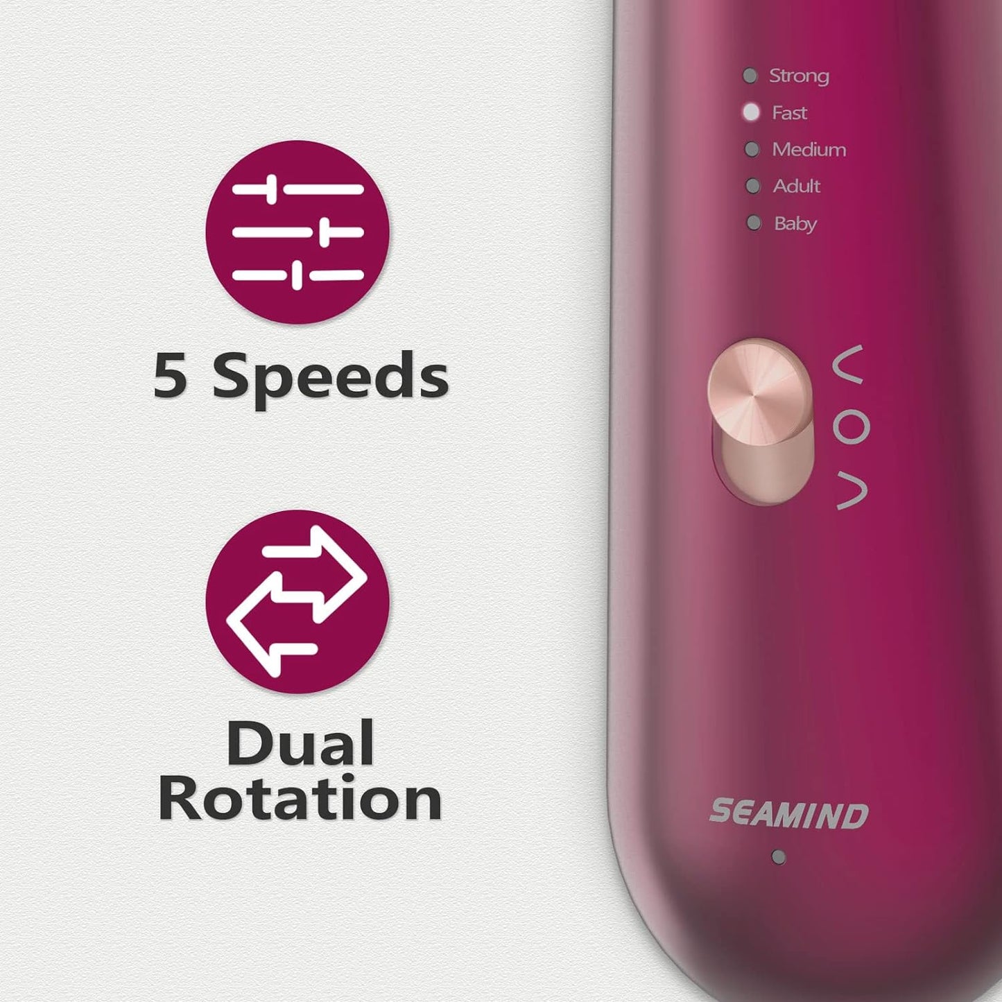 Professional Manicure Pedicure Set - Cordless Electric Foot Nail Care Trimmer Buffer Tools - 5 Speeds, Rechargeable, Thick Nails (Red)