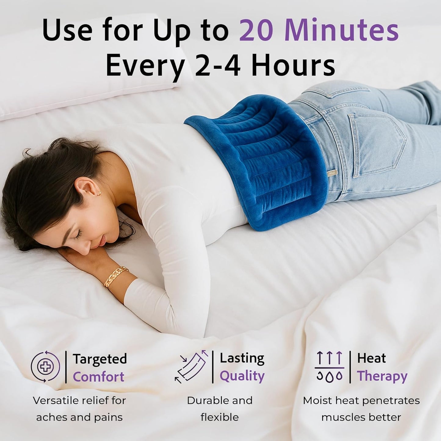 Microwavable Heating Pad for Back Pain Relief – Moist Heat Pack for Neck & Shoulders – Microwave Wheat Bag with Long Ties – Reusable Hot Cold Therapy Wrap for Cramps, Stress & Muscle Relaxation XL 71”