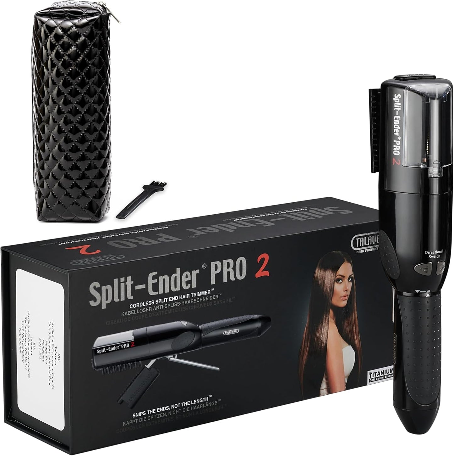 Split-Ender Pro 2 - Original Professional Beauty Tool - Cordless Split End Hair Trimmer for Damaged, Dry, Brittle, Frizzy, Curly or Straight Hair (Black)