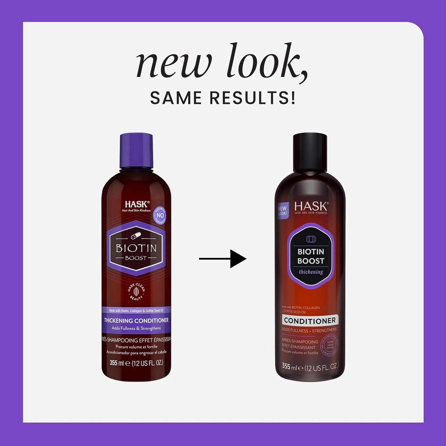 HASK Biotin Boost Thickening Shampoo + Conditioner Set | Adds Fullness, Strengthens, Volumizes, Sulfate-Free, Paraben-Free, Gluten-Free, Color Safe | 12oz each