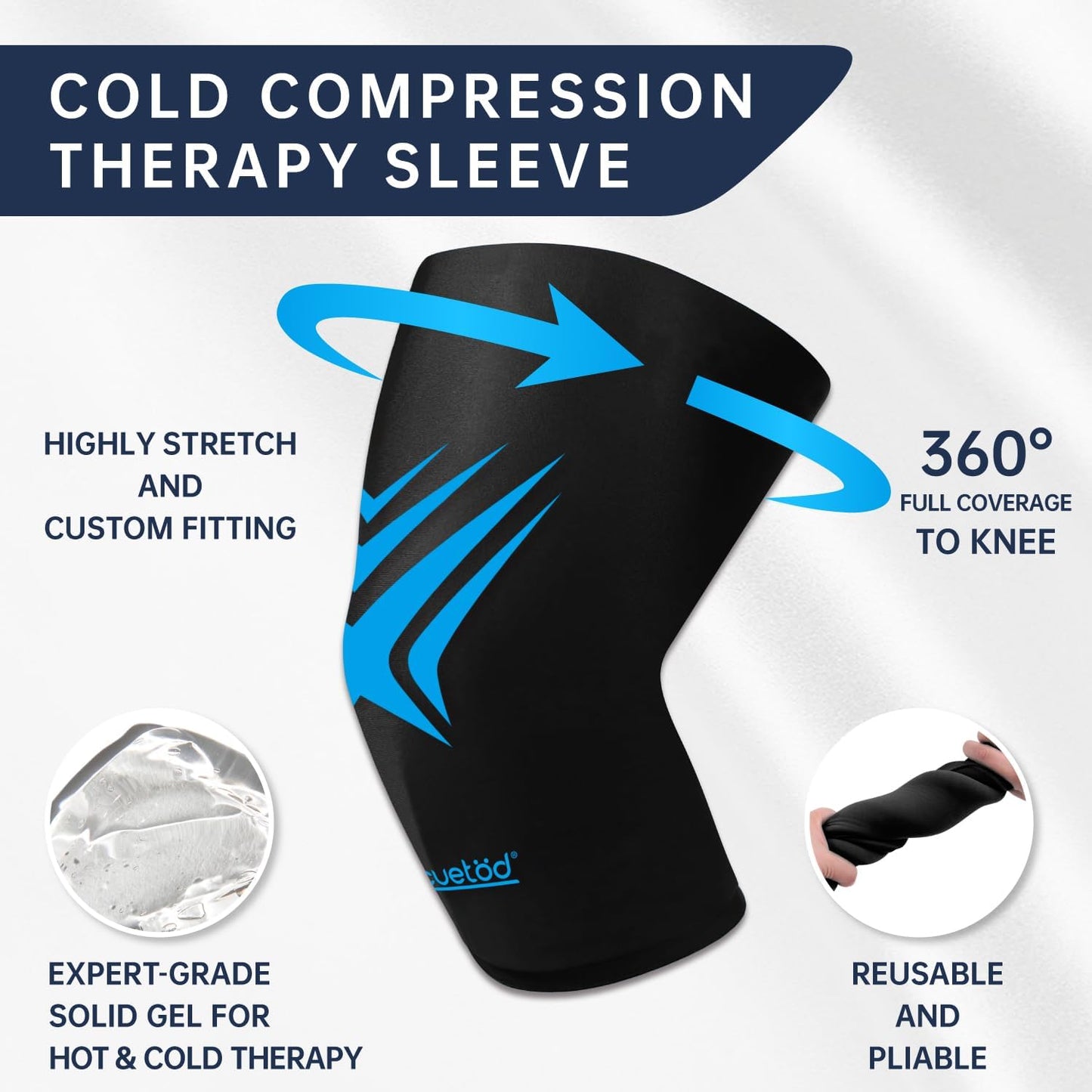 Knee Ice Pack Wrap Extended Ice Packs for Injuries Reusable Leg Freeze Compression Sleeves, Gel Cooling Knees Brace Cold Hot Packs Therapy Flexible for Pain Relief, Surgery Recovery, Meniscus