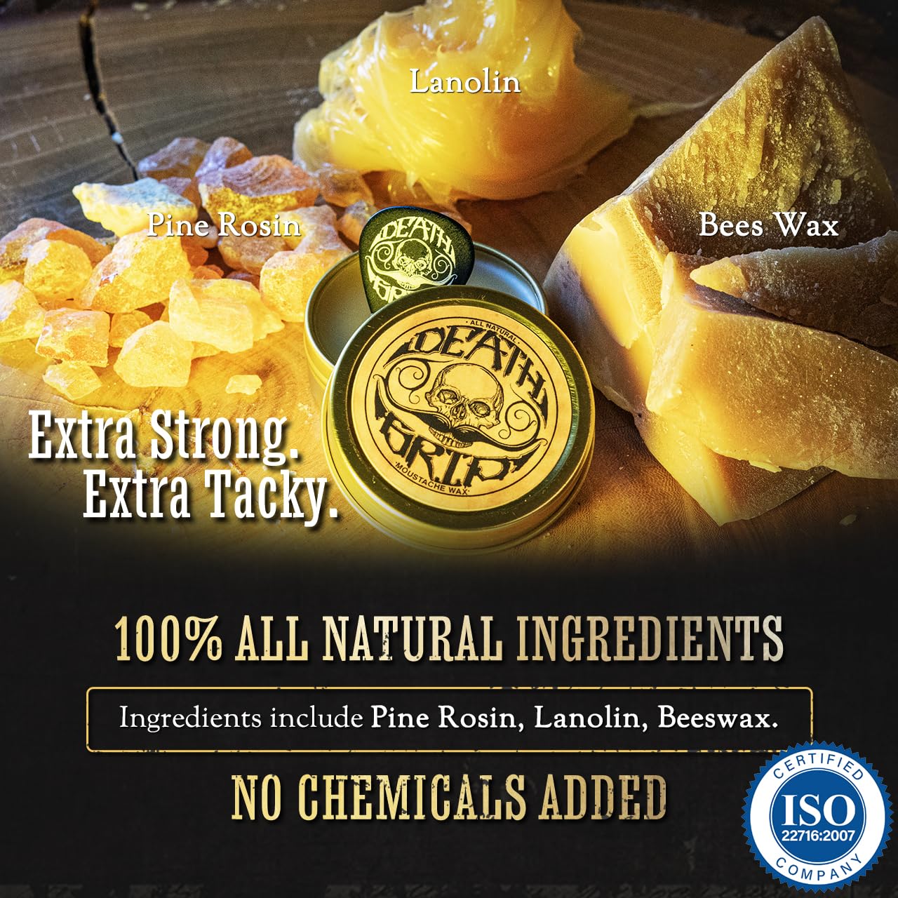 THE VINTAGE GROOMING CO. Gold Standard Mustache Kit - 4 One Ounce Mustache Wax, 2 Combs, 1 Night Fury Mustache Wax Remover Oil