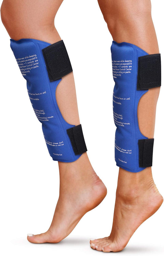 Shin Splint Ice Packs, HSA and FSA Eligible Reusable Hot and Cold Therapy Wrap | Leg or Calf Pain Relief | Advanced Soft Gel Technology | Freezable and Microwavable | Running Injuries & Recovery