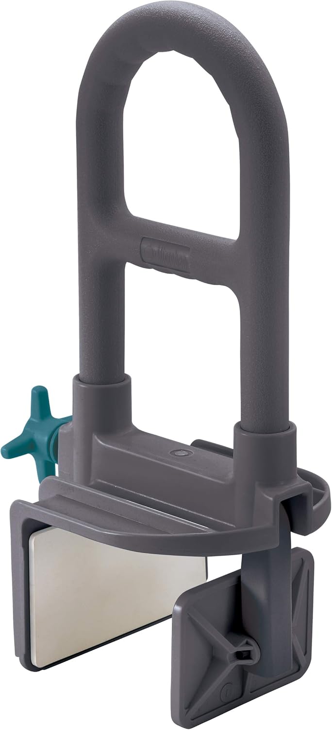 Medline Deluxe Plastic Tub Grab Bar, Microban Protection, 250lb Weight Capacity, Grey