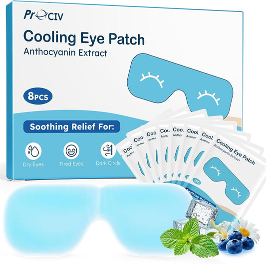 8 Packs Hydrogel Eye Mask Disposable Cold Therapy Sleep Mask Soothing Headache Relief Dry Eye, Stress Relief Eye Fatigue, Cooling Eye Masks Cool Masks for Puffy Eyes Travel Essentials