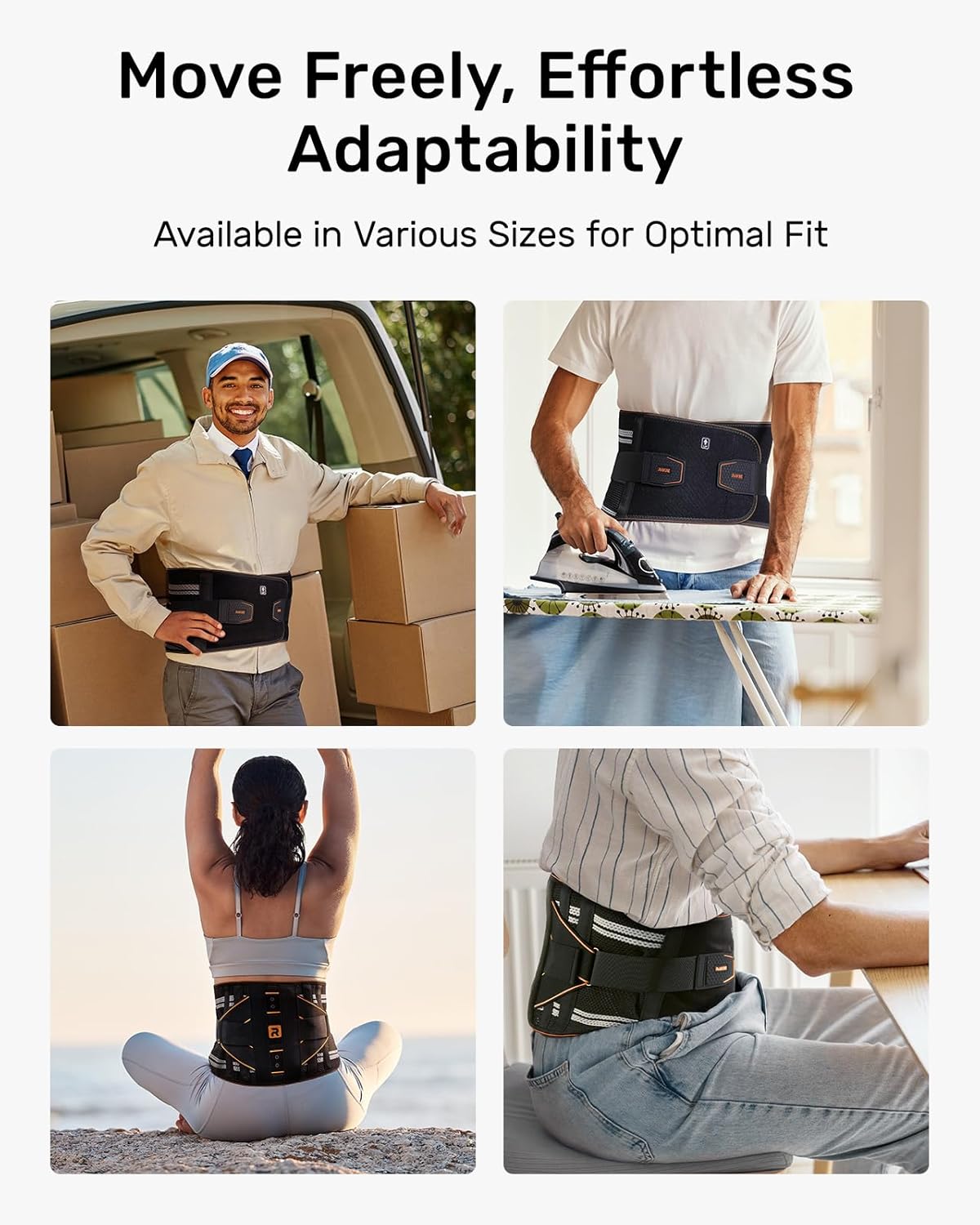 Back Brace for Lower Back Pain Women Men, Ergonomic Support Brace with Lumbar Pad, Adjustable Straps and Soft Breathable Mesh Fabric, Lumbar Support Belt Relief with Enhanced Structural Design, Orange Size M