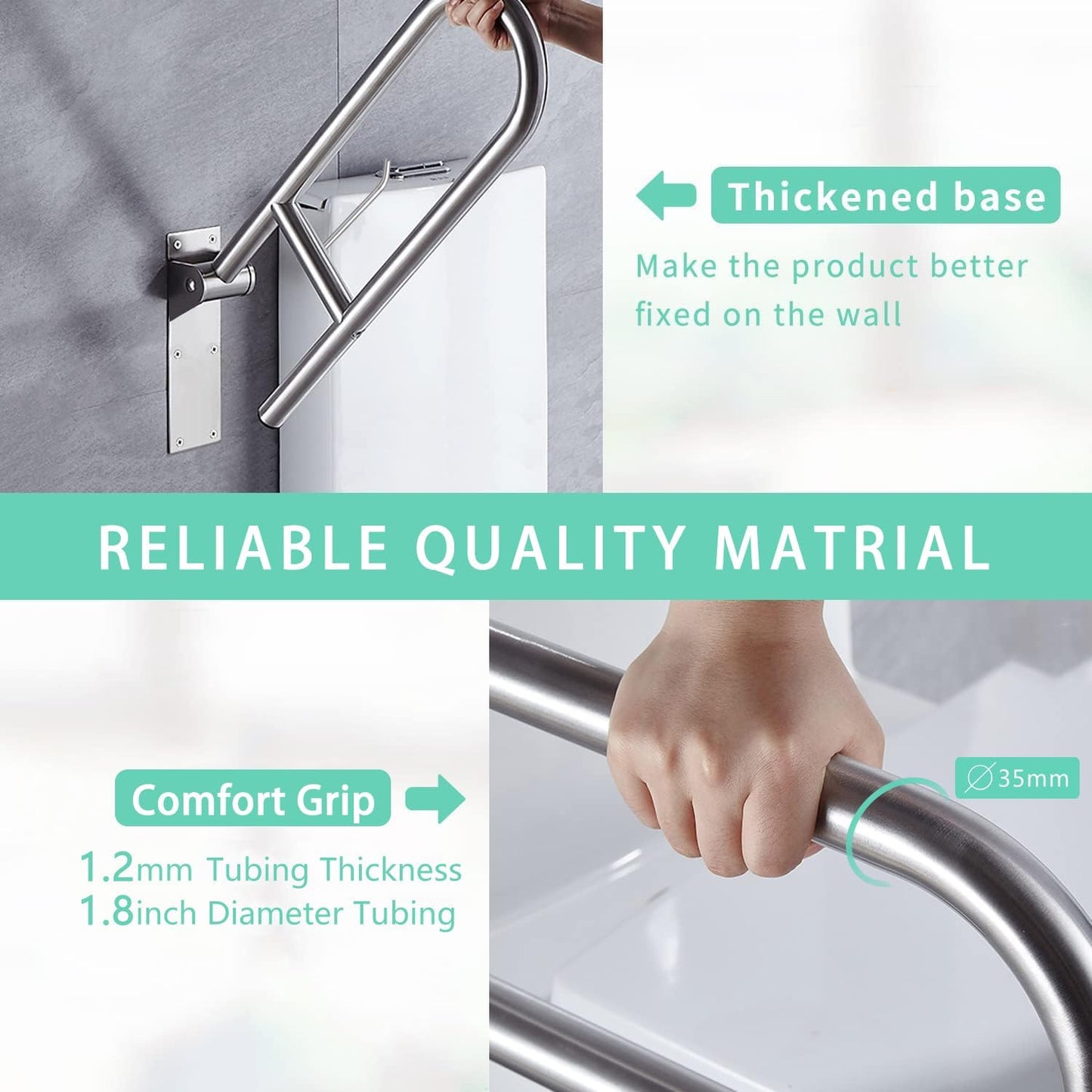 23.6 INCH Stainless Toilet Safety Rails, WochiTV Handicap Grab Bars for Elderly, Disabled Flip-Up Bathroom Grab Bar with Paper Holder,Toilet Handrails Hand Grips Handle Shower Assist Aid