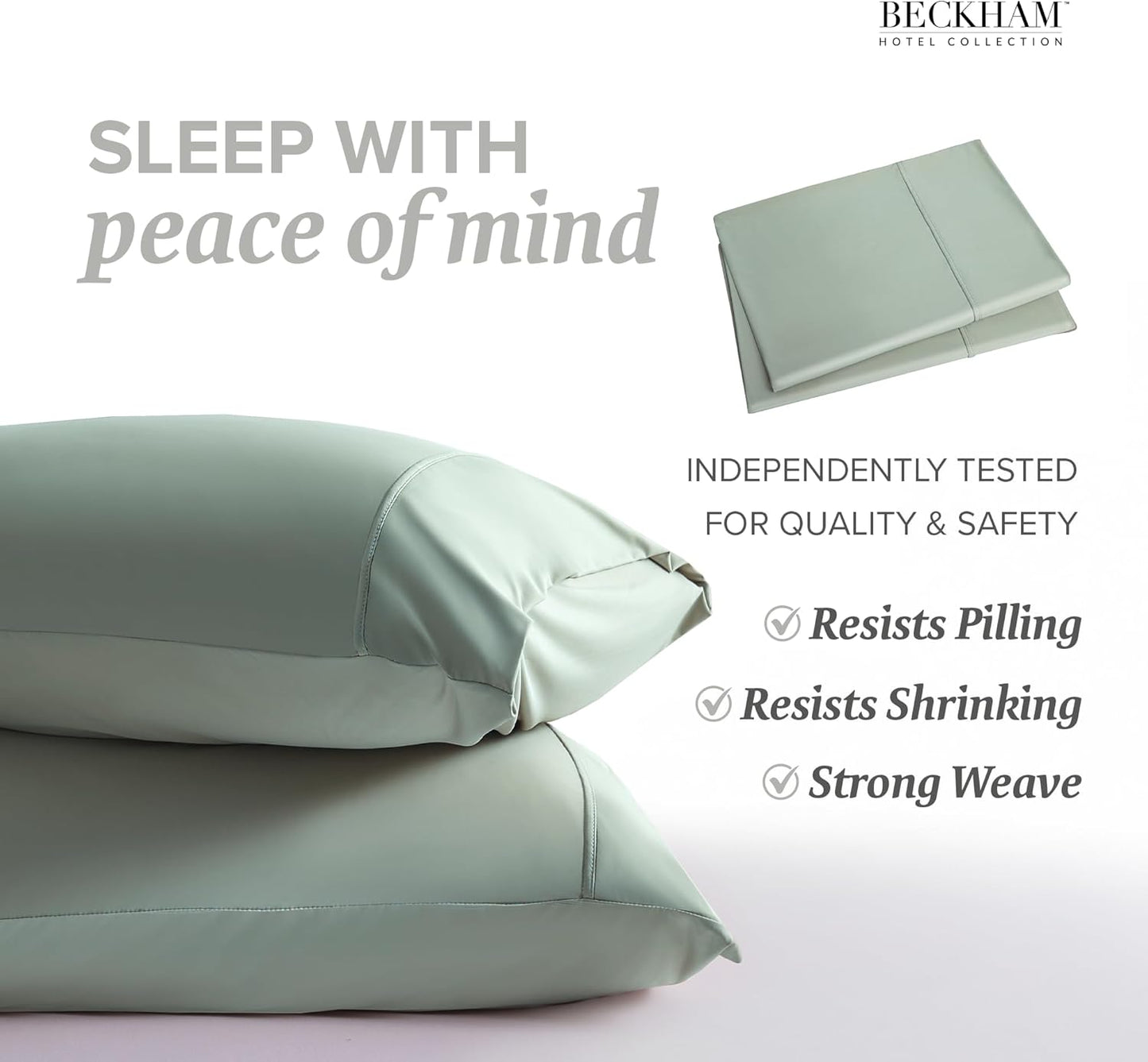 Beckham Hotel Collection Cooling Pillowcases for Hot Sleepers, Standard/Queen Size Set of 2, Cool Bedding, Envelop Closure, Silky Soft, Breathable, Moisture-Wicking, Gray
