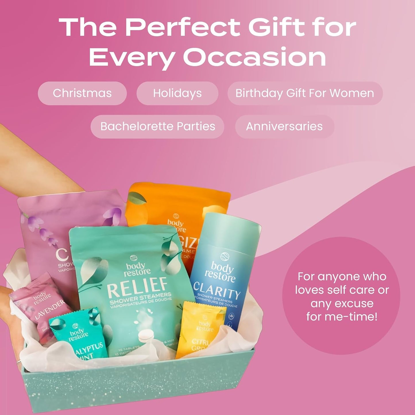 Body Restore Shower Steamers Aromatherapy 15 Pack - Christmas Stocking Stuffers for Men, Birthday Gifts for Women, White Elephant, Relaxation, Self Care - Rose