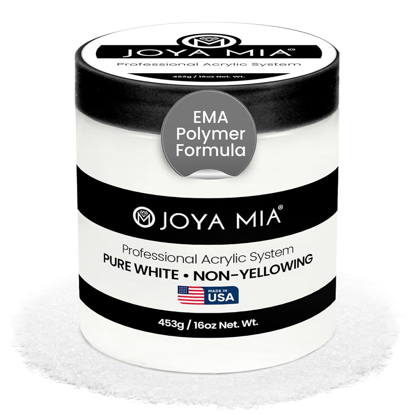 Joya Mia Acrylic Powder for Nails, MMA-Free, Super Adhesion Professional Powder for Flawless & Long-Lasting Nail Enhancements, Easy Application, Vibrant & Stunning Colors - Pure White, 16 oz