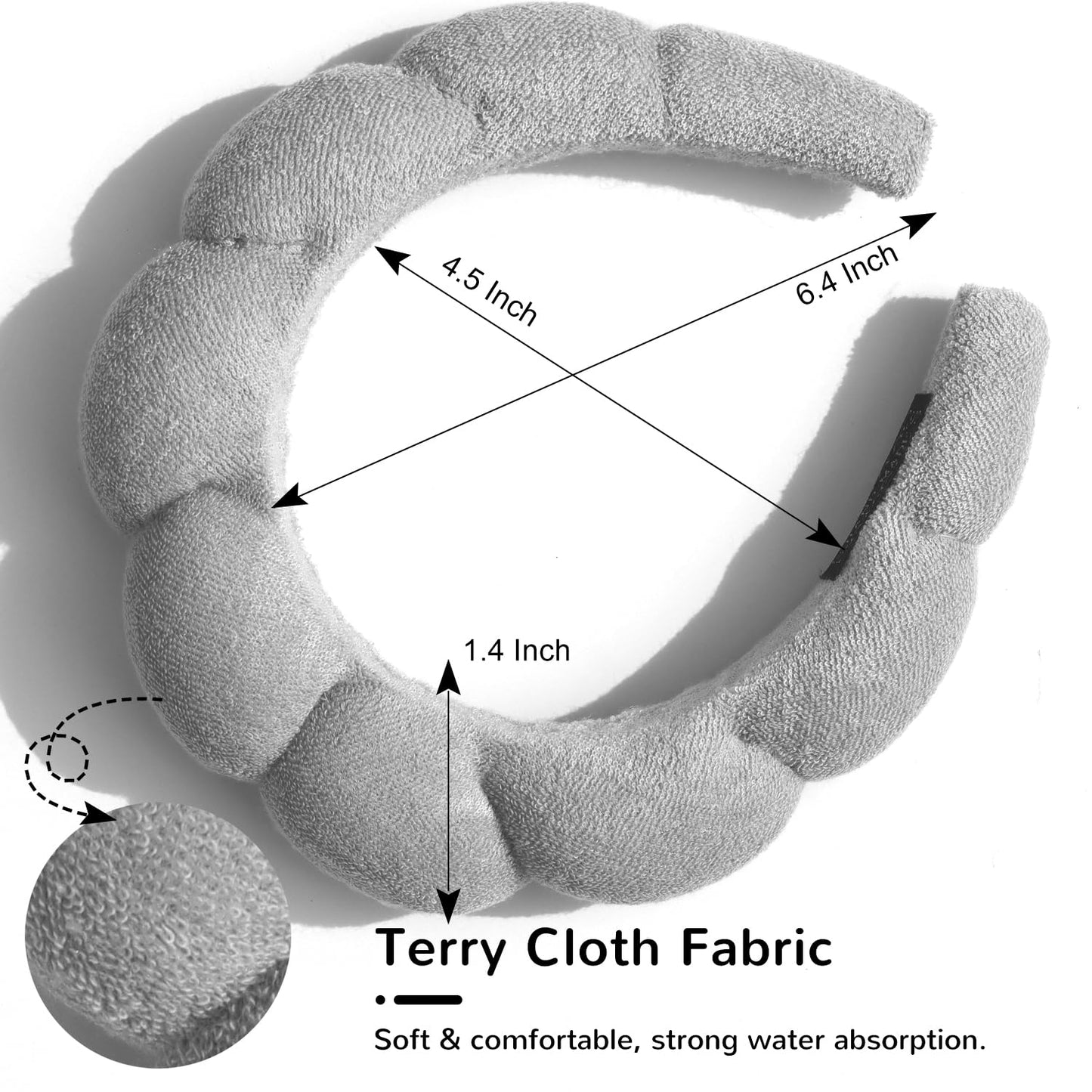 Spa Terry Cloth Headbands - Makeup and Facial Skincare, Face Washing, Mask Treatment