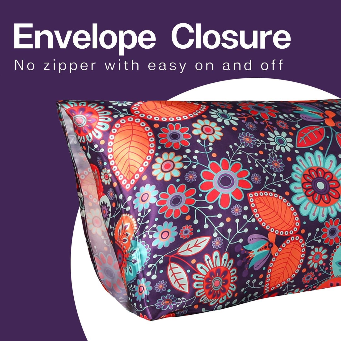 MR&HM Satin Pillowcase for Hair and Skin, Silk Satin Pillowcase 2 Pack, King Size Pillow Cases Set of 2, Silky Pillow Cover with Envelope Closure (20x40, Sunflower)