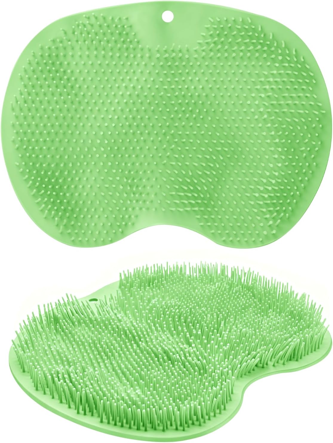 2 Pack Silicone Shower Foot Scrubber Mat, Back Washer Exfoliating Bath Wash Pad Wall Mounted, Foot Cleaner for Men and Women(Green)