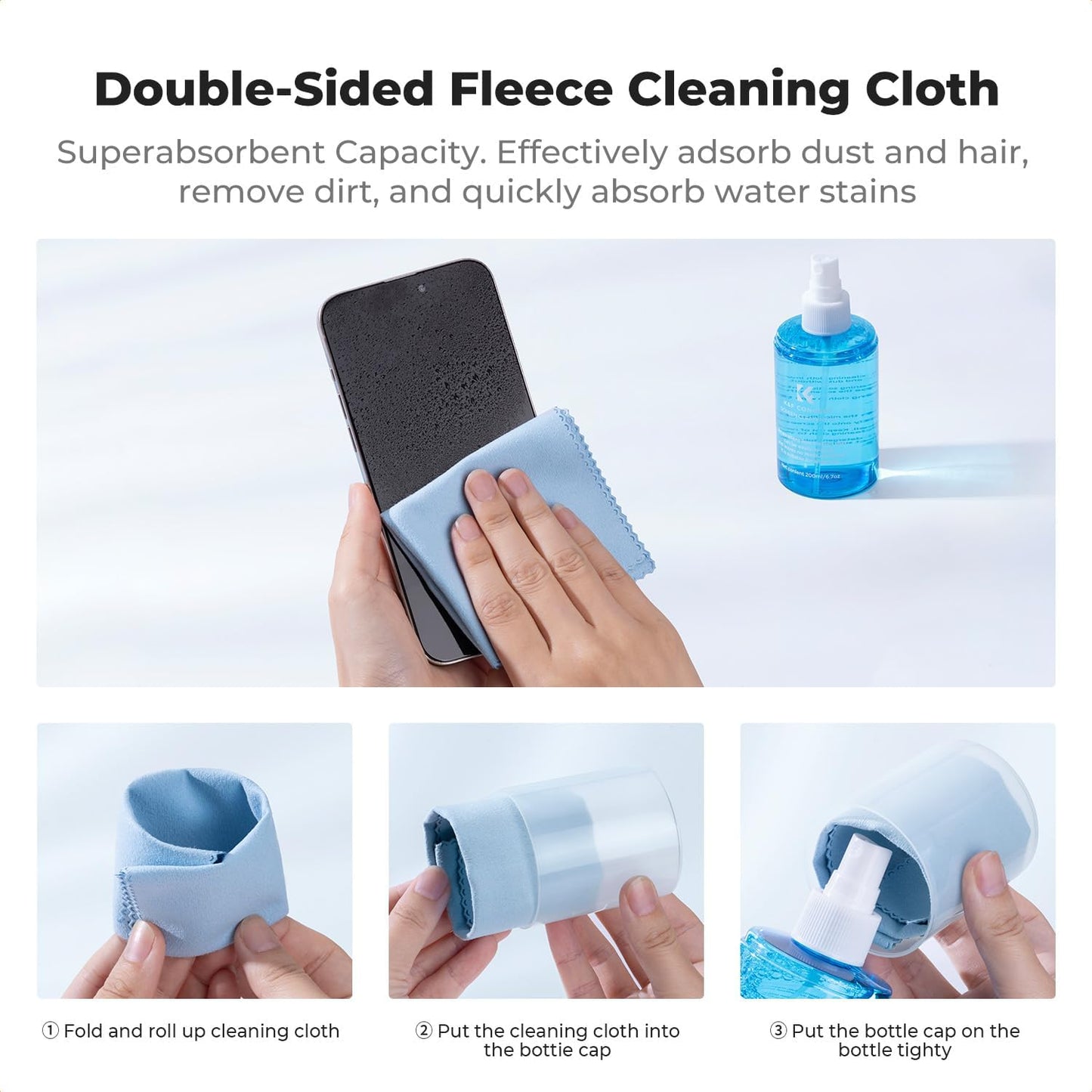K&F CONCEPT Screen Cleaner Spray, with 2 Microfiber Cleaning Cloth, Touchscreen Cleaning Kit for LCD LED DVD TV, Smartphone, iPad, Laptop, Tablet Monitor, Computer Monitor, Electronic Devices (200ml)