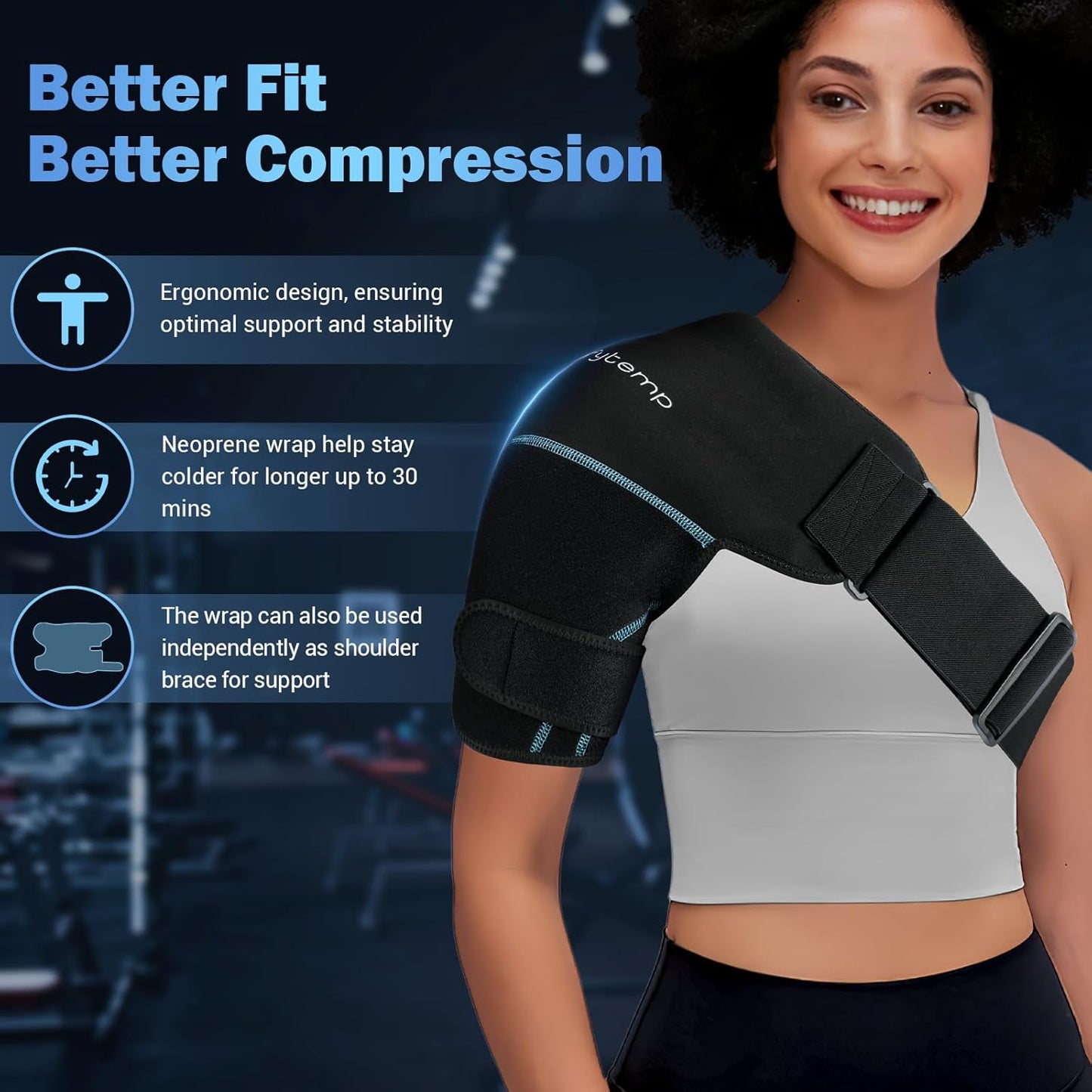 Comfytemp Shoulder Brace Ice Pack Wrap, FSA Eligible HSA Approved Item, Gel Cold Compression Sleeve for Injuries Reusable Arm Rotator Cuff Pain Relief, Physical Therapy Recovery Gift Men Women Elderly