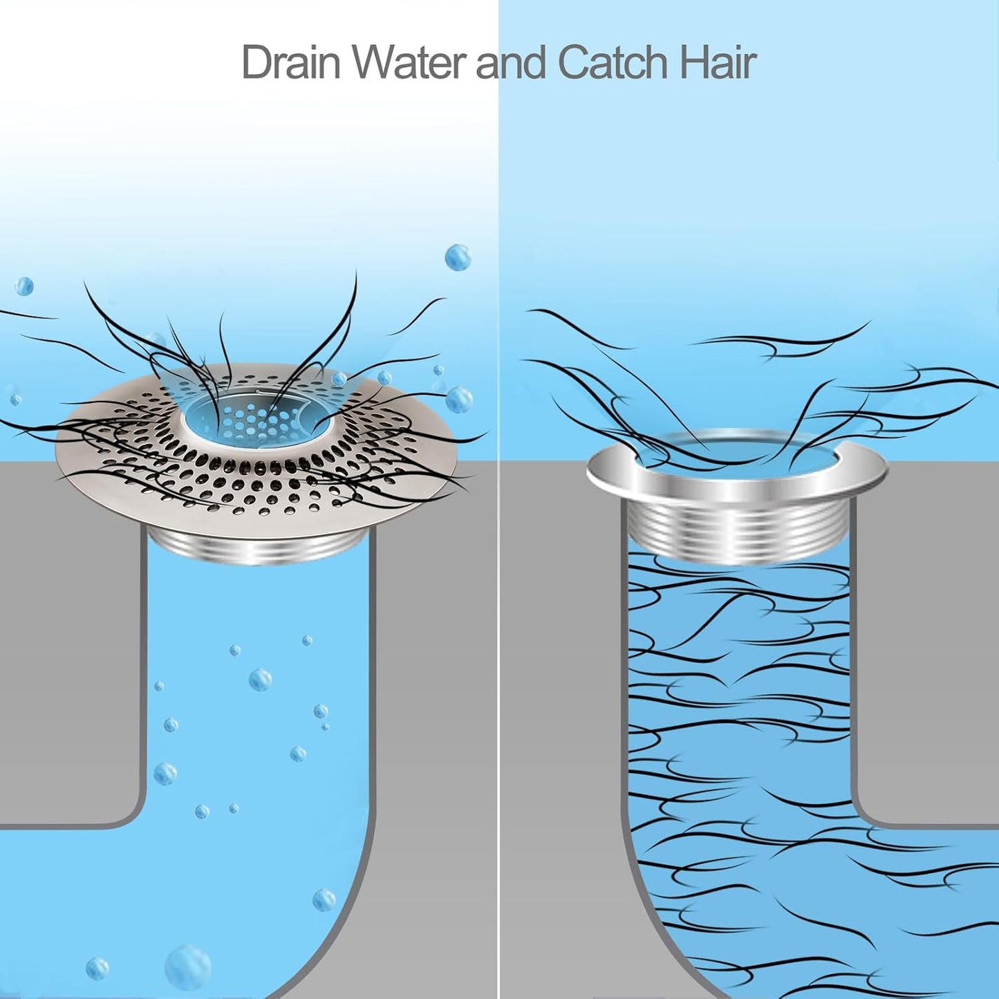 LEKEYE Shower Drain Hair Catcher/Bathroom Drain Cover/Bathtub Drain Strainer/Shower Stall Drain Protector(Brushed Nickel)