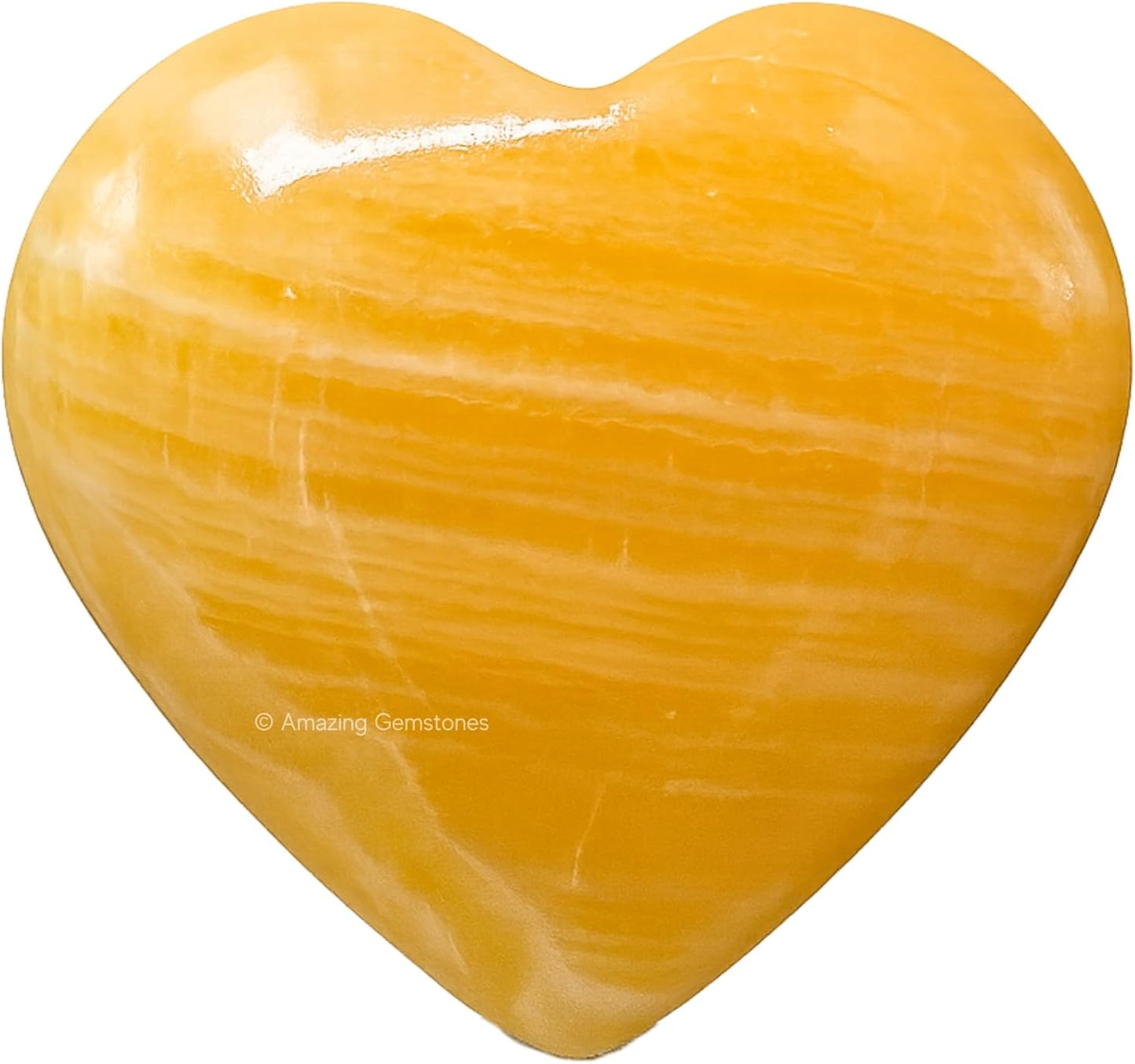 Amazing Gemstone Yellow Calcite Crystal Heart Palm Stone - Pocket Massage Worry Stone for Natural Body Chakra Balancing, Reiki Healing and Crystal Grid