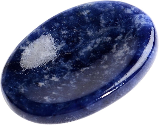 Sodalite Worry Stones – Crystal Thumb Worry Stone for Anguish, Stress – Relaxing and Soothing Balance Stones for Meditation, Stress Relief – Healing Stones and Crystals for Men and Women