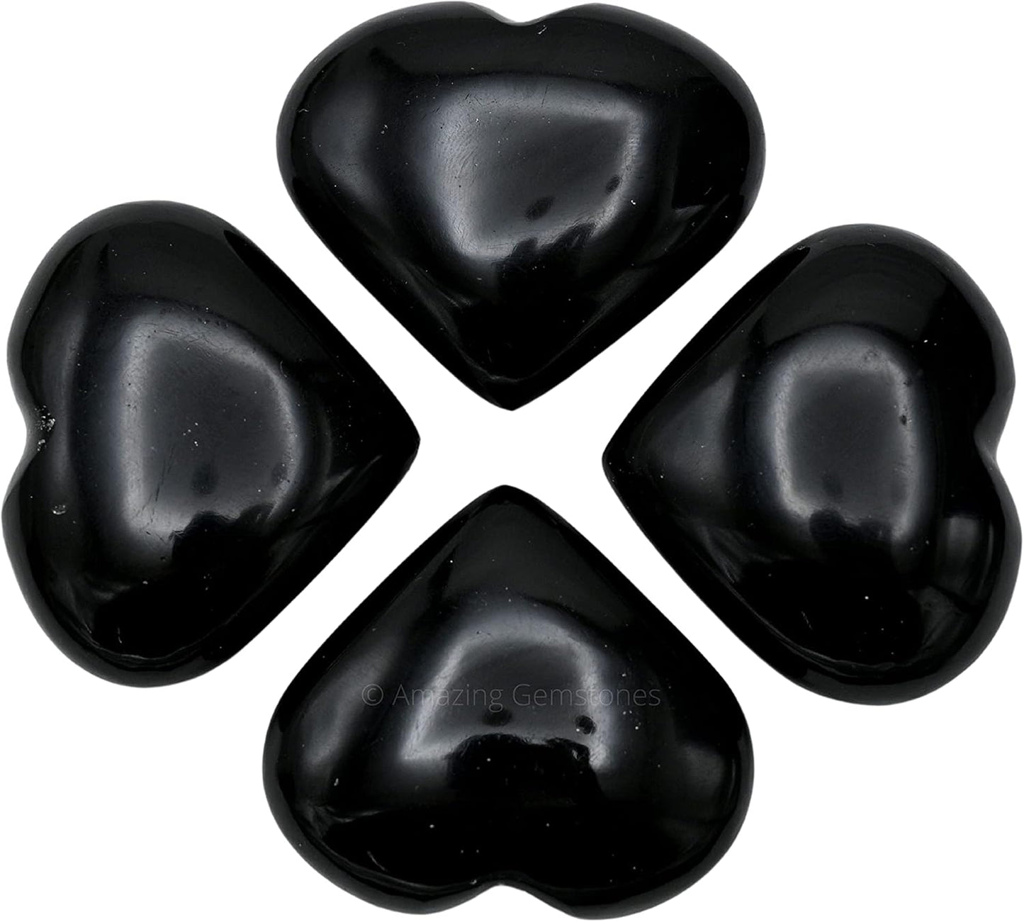 Amazing Gemstone Black Obsidian Crystal Heart Palm Stone - Pocket Massage Worry Stone for Natural Body Chakra Balancing, Reiki Healing and Crystal Grid