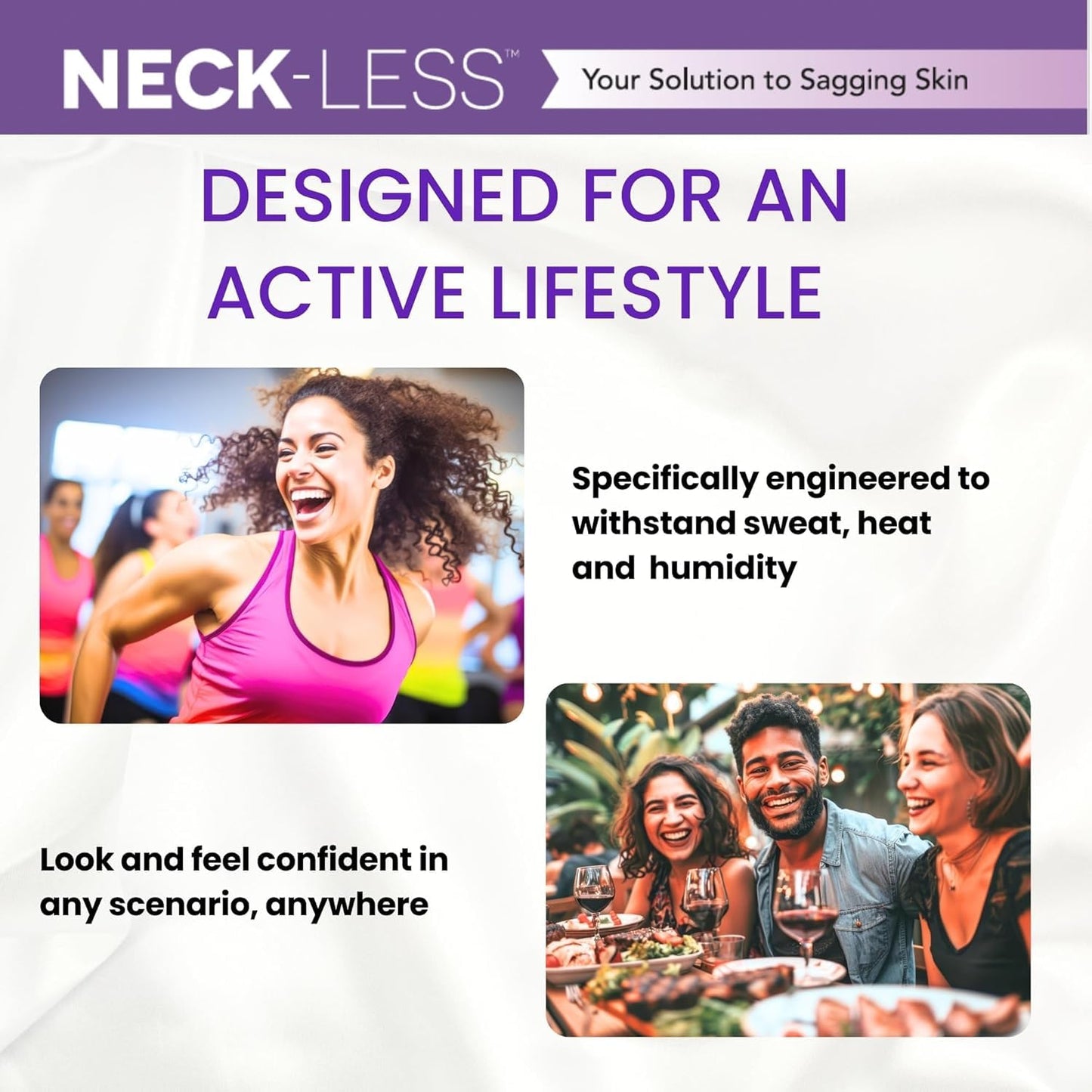 NECK-LESS Professional Face Tape - Patented Face Lift System, Invisible Enhancement Strips for Jawline & Neck (50 Strips)