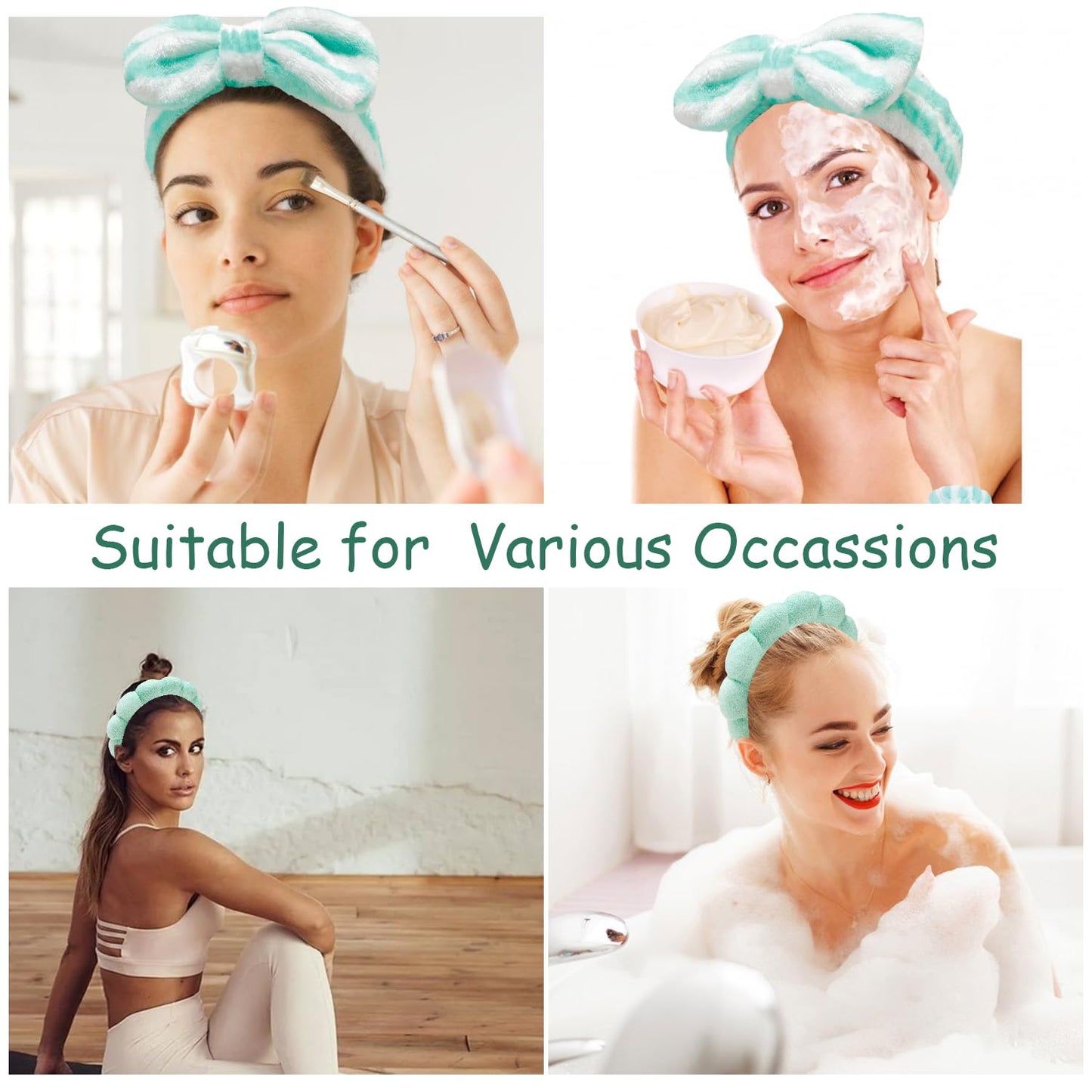 Chanaco Spa Headband, Makeup Headband with Wrist Towels, Hair Accessories for Women and Girls