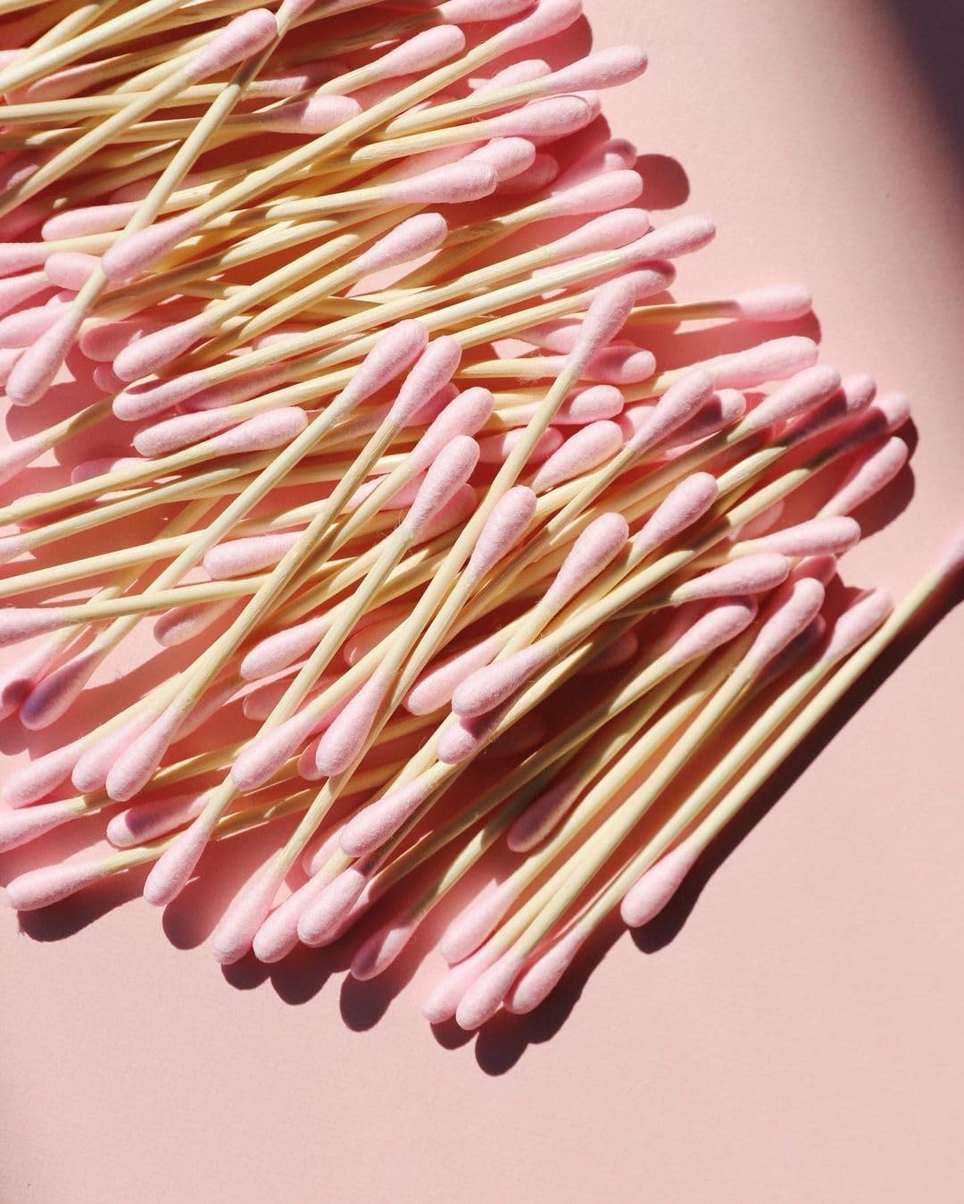 Mei Apothecary Premium Biodegradable Bamboo Cotton Swabs, Double-Tip Makeup Remover & Multi-Use Pink Cotton Buds, Pack of Multiple Pieces