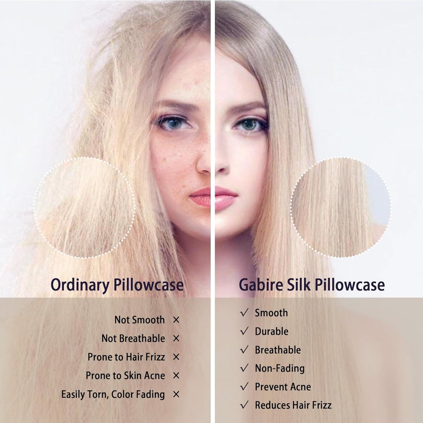 Mulberry Silk Pillow Case for Hair and Skin Prevent Acne Pillowcases Both Sides Real Silk Pillowcases Organic Silk Pillowcase with Hidden Zipper, Silver Grey, Queen (20"×30")