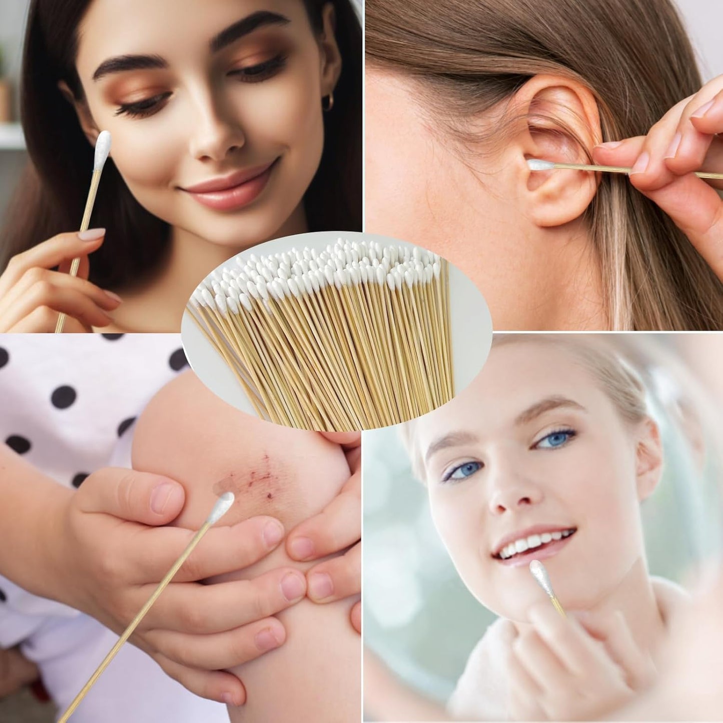 400 Count Round Tip Cotton Swabs, 6-Inch Bamboo Sticks, Lint-Free, for Delicate Cleaning, Arts & Crafts, Pet Care, Audio Equipment Maintenance with Portable Storage Case