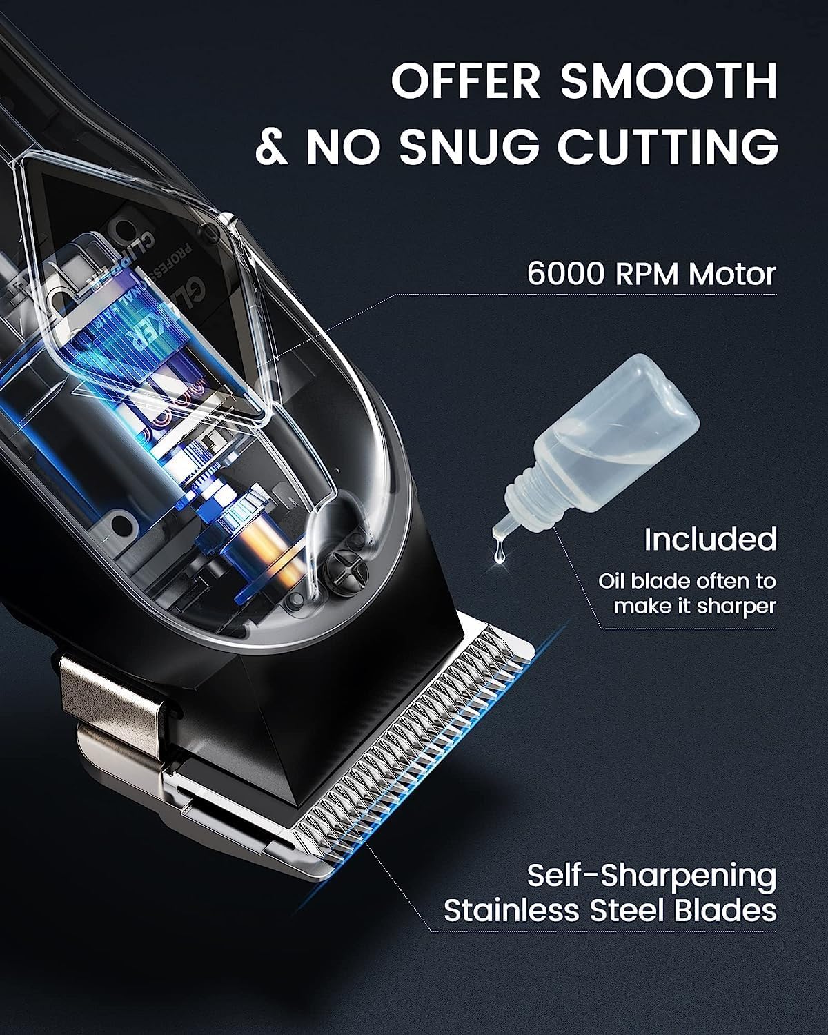 GLAKER Hair Clippers for Men Professional - Cordless Clippers and Trimmers Set, Complete Barber Kit for Hair Trimming & Beard Grooming, Mens Haircutting Kits for Blending & Fade Cuts (Black)