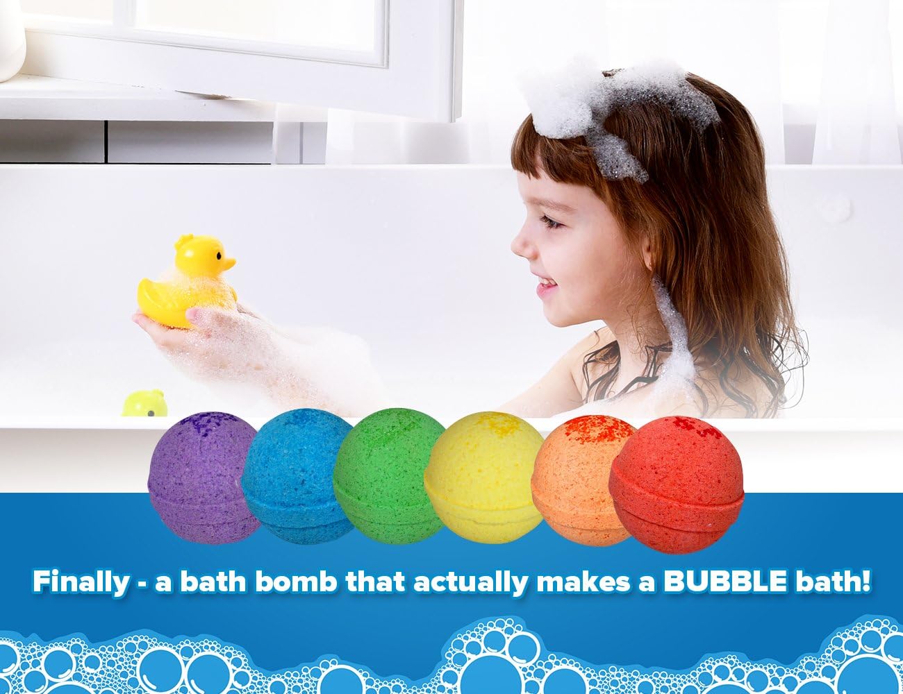 Kids Bath Bombs with Surprise Toys Inside (6 Pack) - Releases Color & Bubbles, Won’t Stain Tub, Moisturizing, Large Bubble Bomb, USA Made - Ideal Gift for Girls & Boys by Two Sisters