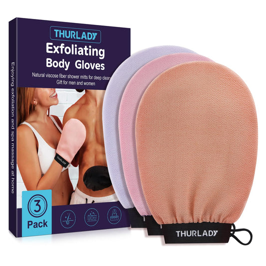 Korean Exfoliating Mitt - Exfoliating Gloves 3 Pack - Exfoliating Body Scrubber, Viscose Fiber Body Scrub Gloves, Dead Skin Remover for Smoother Skin, Self-Tan Prep & Removal