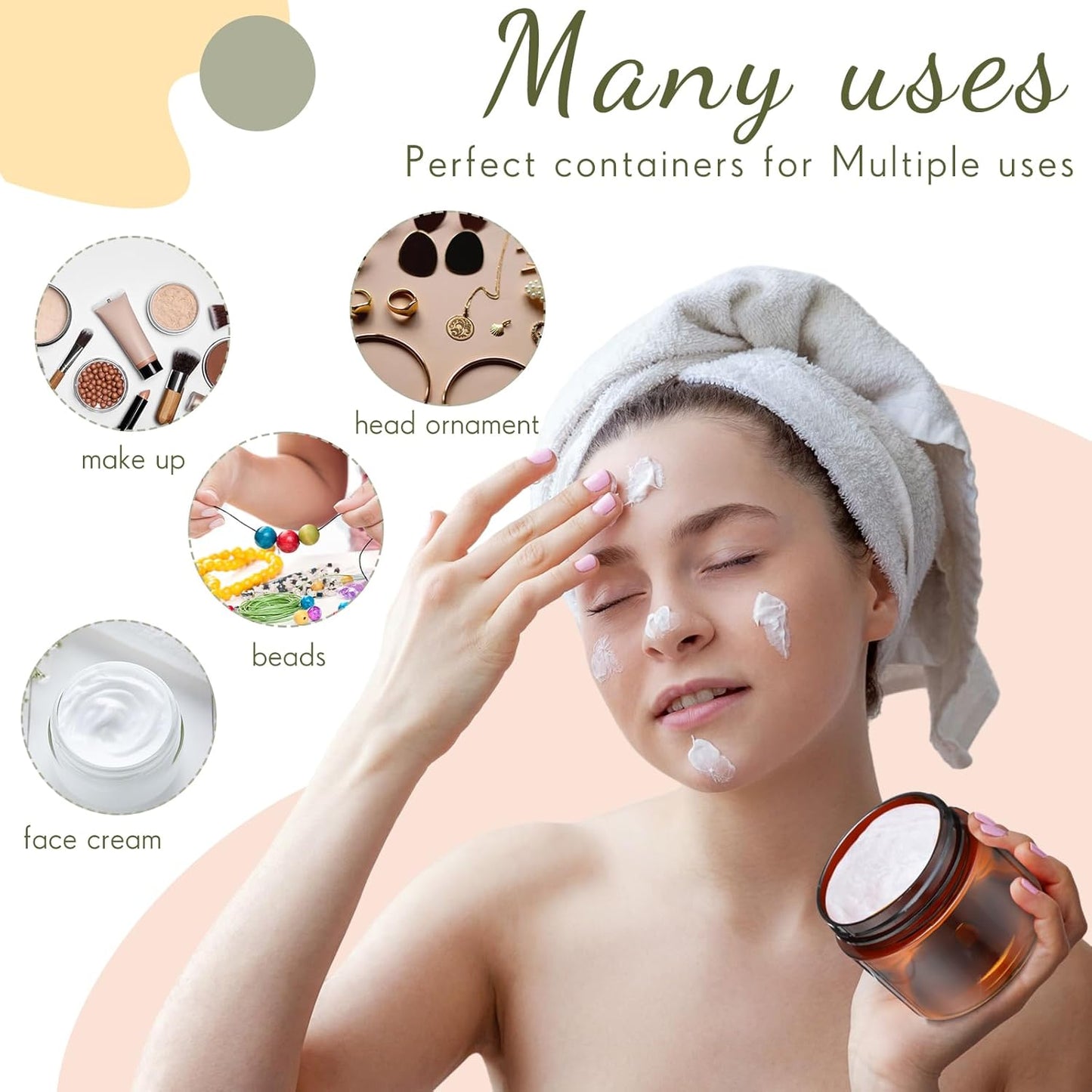 SATINIOR 12 Pack 4 oz Plastic Container Jars with Lids Round Clear Travel Cosmetic Container Slime Jars for Toiletries, Lotion, Cream, Ointments, Makeup, Rhinestone, Samples, Kitchen Storage(Amber)