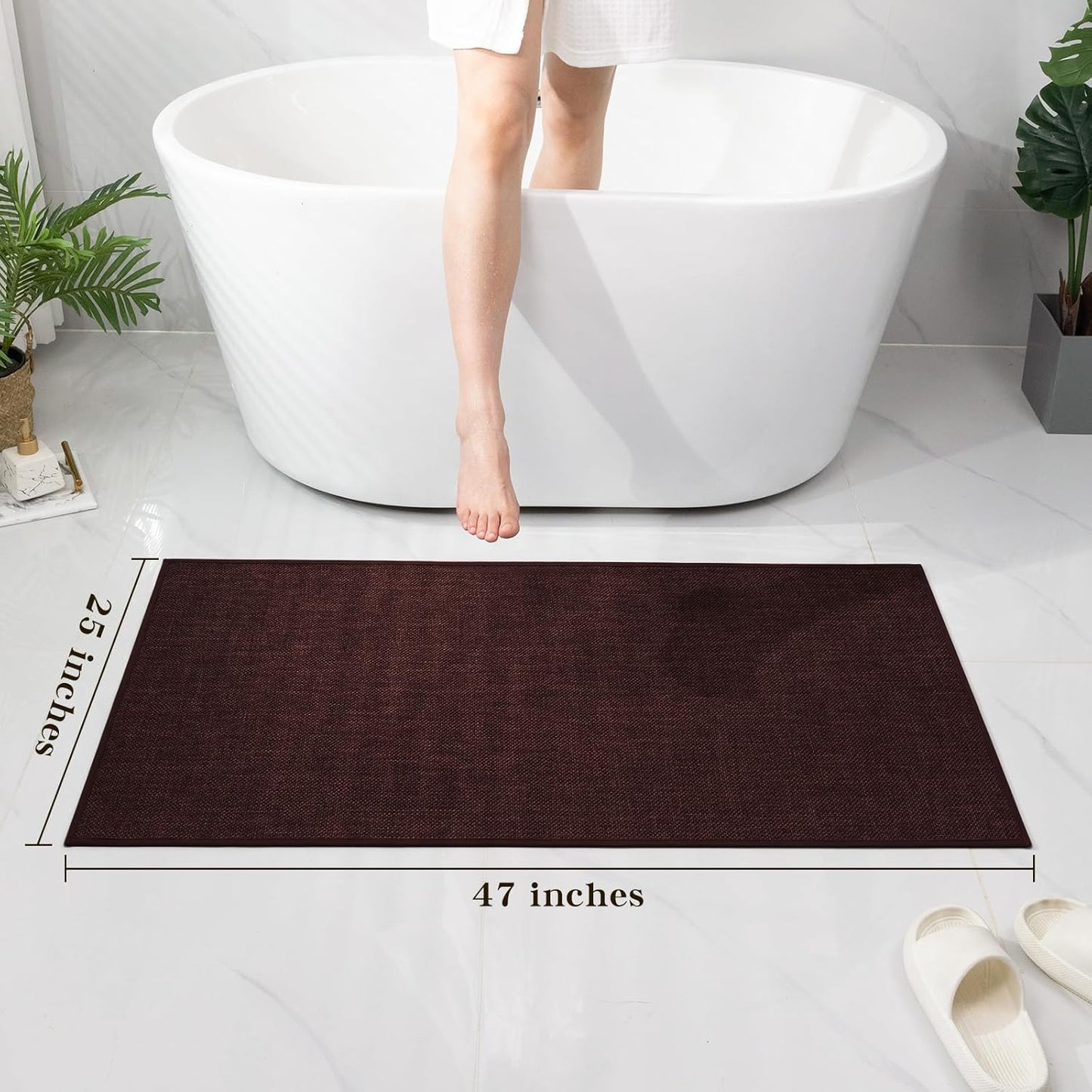 chakme Bathroom Rugs Mat 47x17, Ultra Thin Non Slip Bath Rug Runner Quick Dry Absorbent Bath Mat for Bathroom, (Dark Purple, 47"x17")