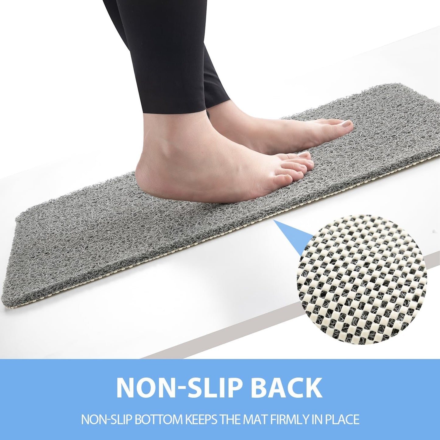 Non-Slip Bathtub Mat, Anti Slip Shower Mat, Fast Drying Bathtub Mats, Foot Scrubber Mat, Anti Slip Mat for Tub, Floor, Bathroom, Kitchen, Home, Hotel (Grey 40"×28")