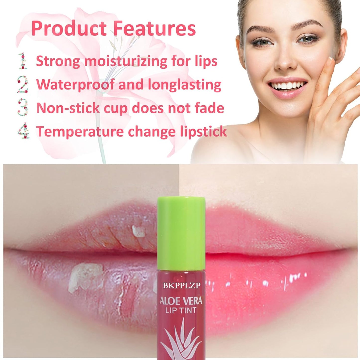 6 Pack Crystal Flower Jelly Lipstick,Magic Color Changing Lipstick,PH Clear Temperature Color Changing Lip Gloss,Lip Balm,Long Lasting Nourishing Moisturizing Lip Stick Set L