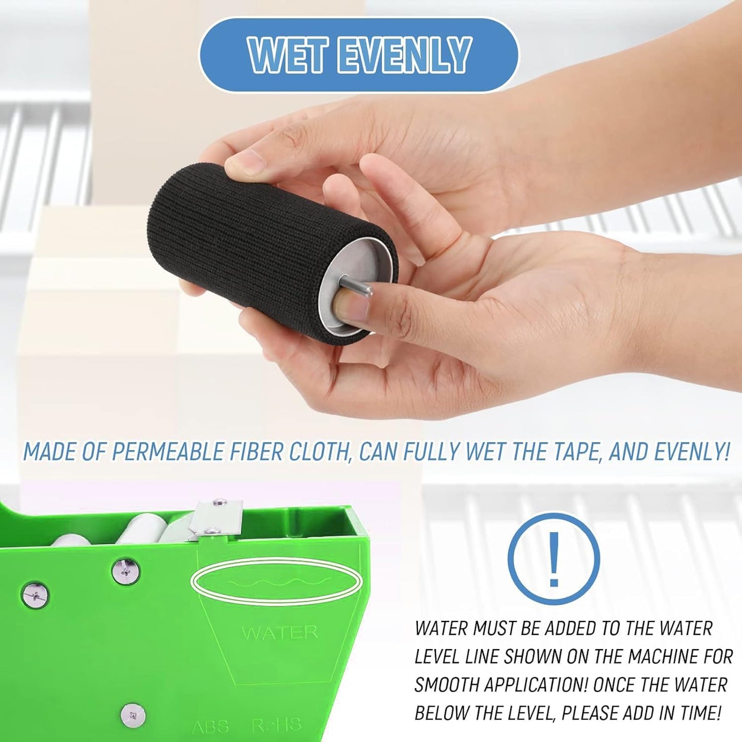 Water-Activated Tape Dispenser, Manual Kraft Gum Tape Dispenser, Width Adjustable 1.18-3.15", Light Weight & Portable Packing Tape Dispenser Set, Green