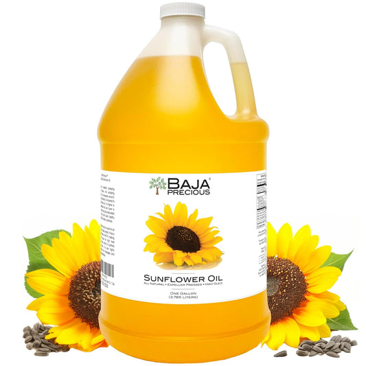 Baja Precious - High Oleic Sunflower Oil, 1 Gallon Jug - Expeller Pressed, Wonderful in the Kitchen, Amazing on Your Skin and a Million Other Uses, Bottled in the USA
