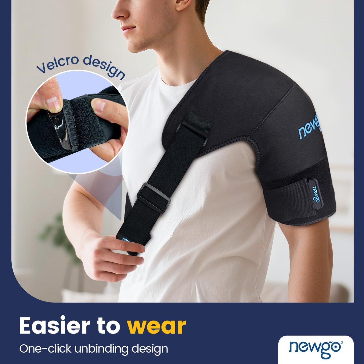 NEWGO Shoulder Ice Pack Rotator Cuff Cold Therapy, Ice Pack Shoulder Wrap Cold Compression Sleeve for Pain Relief, Surgery Recovery, Bursitis - Extra Large