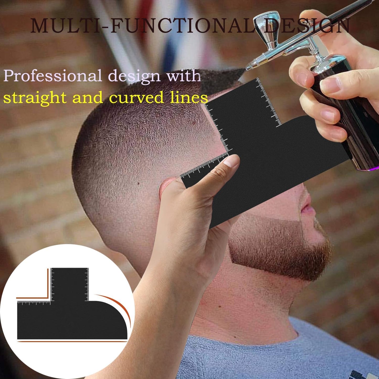 4 Pcs Enhancement Card for Barbers with Measurement Indicators, Easy to Clean Hairline Maker Guide for Barbers, Reusable Hairline Shaping Tool for Men's Hairlines and Beard(T+S+W+V Shaped)