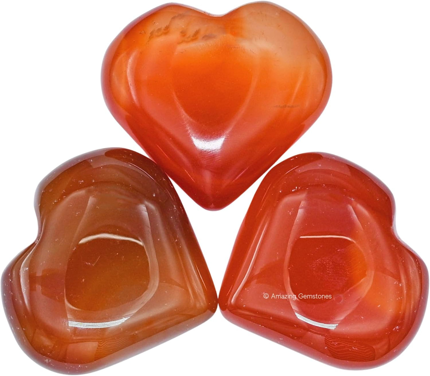 Amazing Gemstone Red Onyx Agate Crystal Heart Palm Stone - Pocket Massage Worry Stone for Natural Body Chakra Balancing, Reiki Healing and Crystal Grid